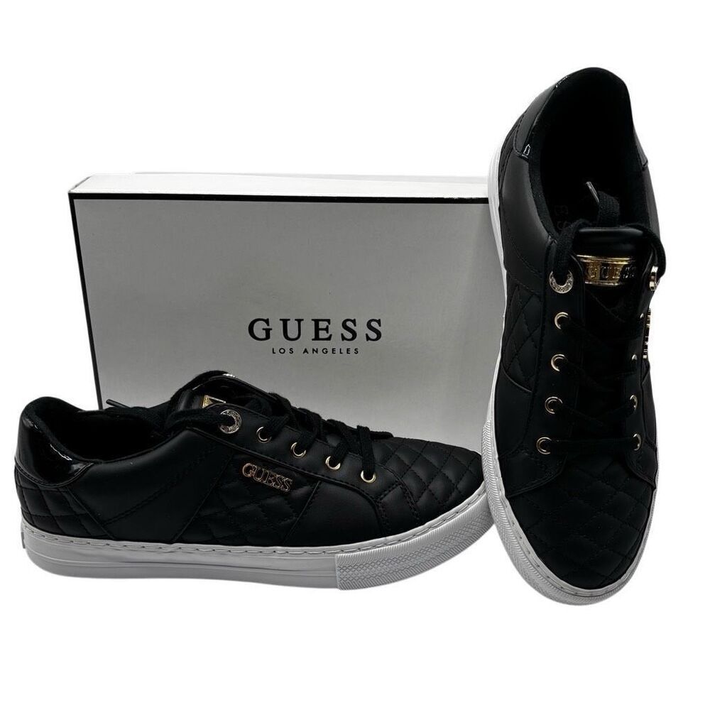 GUESS Loven Quilted Lace-Up Casual Low Top Sneakers Black‎ Size Women’s 10